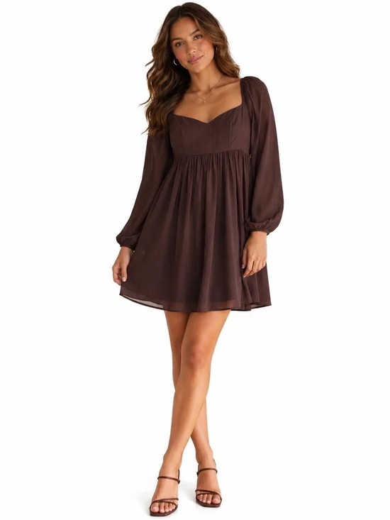 Abercrombie & Fitch Dresses & Skirts - Abercrombie & Fitch Brown Chiffon
Babydoll Mini Dress, Size XLT